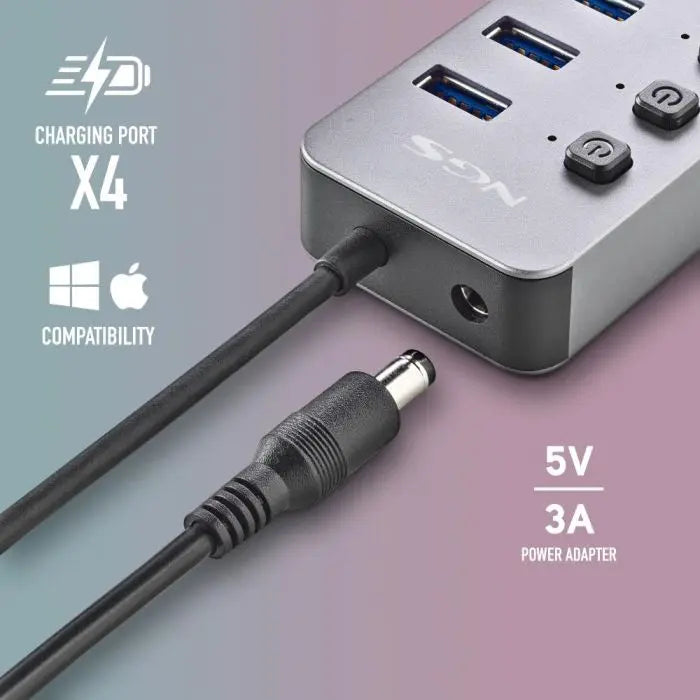 HUB USB 3.0 NGS iHub8 cu 8 porturi si alimentator HUB-IHUB8-NGS