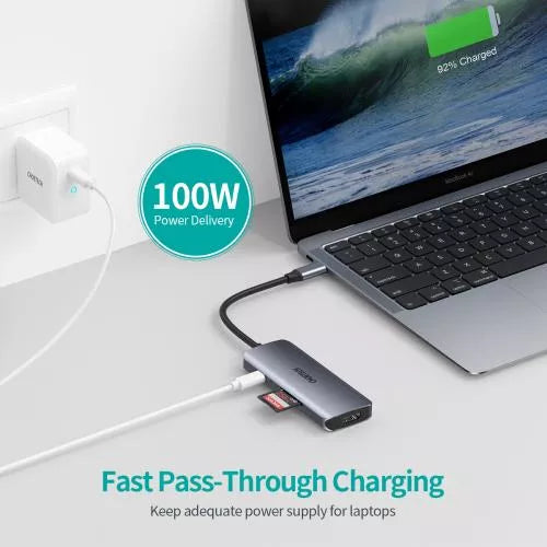 HUB USB Type C - 1x HDMI 3x USB 3.0 SD PD 100W Choetech M19 gri