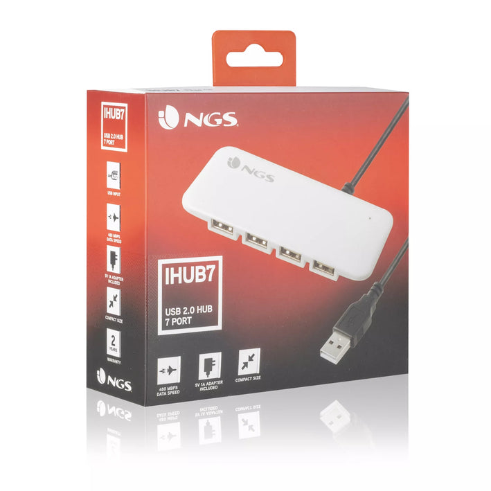 HUB USB2.0 cu 7 porturi si adaptor alimentare iHub7 NGS
