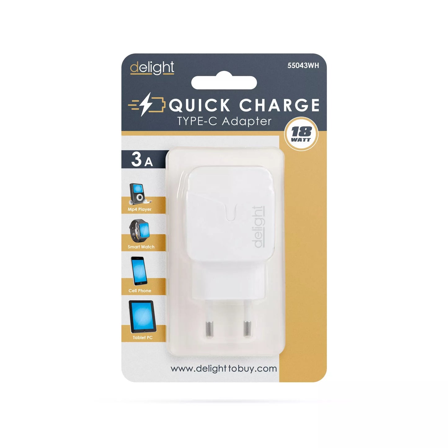 Incarcator QuickCharge 3.0 de retea USB Type C PD 18W cu incarcare rapida alb delight