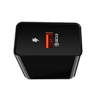 Incarcator retea Well 1x USB-A QC3.0 18W negru PSUP-USB-WQ11802BK-WL