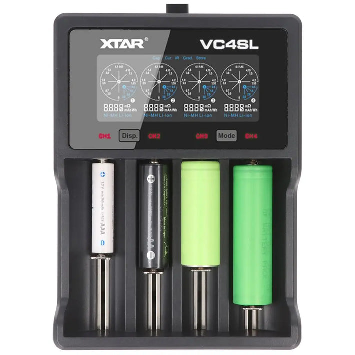 Incarcator universal LI-ION NI-MH NI-CD 1-4buc QC3.0 ecran LCD USB XTAR VC4SL