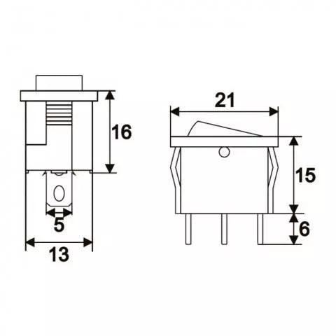 Interupator basculant 1 circuit 3 pini 6.5A 250V OFF-ON rosu