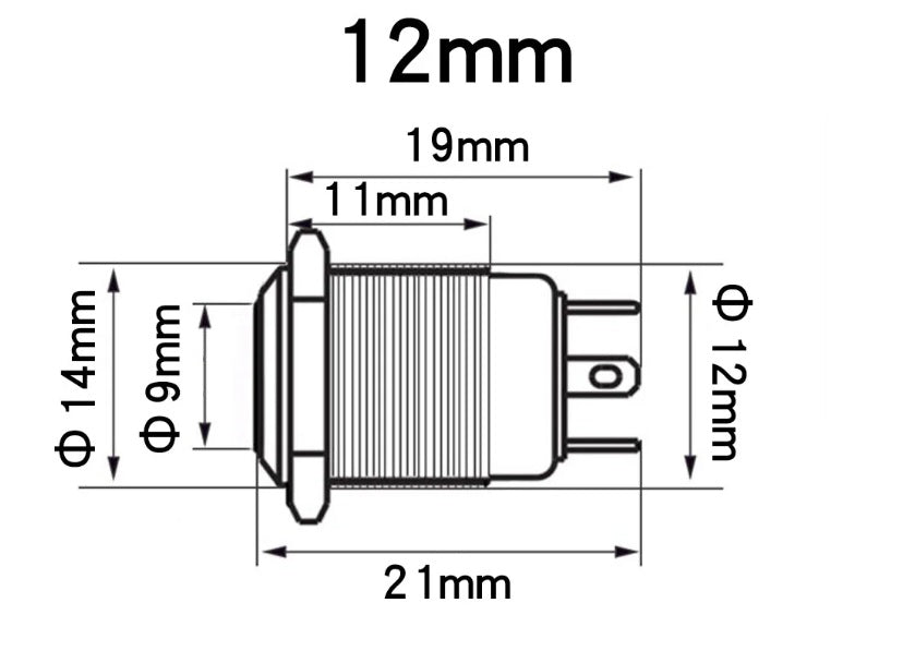 Intrerupator buton SW 1 ON-OFF cu retinere metal 12mm 12-24V LED albastru