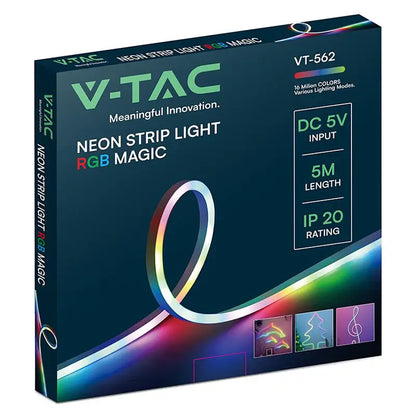 Kit banda LED NEONFLEX MAGIC RGB 5m 5VDC IP20 + telecomanda V-tac SKU-24050
