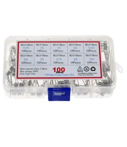 Kit sigurante axiale set 100buc 3.6x10mm 250V