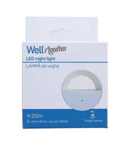 Lampa de veghe Well 0.5W 25lm 3000K cu senzor crepuscular LEDNW-AGATHA-S-WL