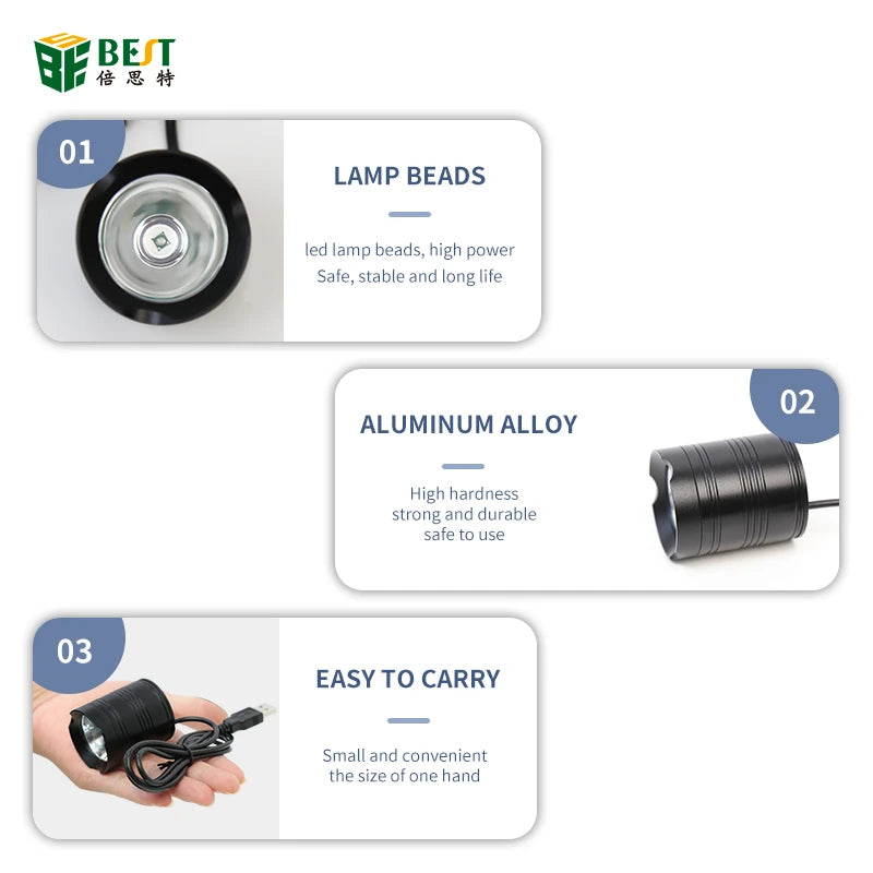Lampa UV LED 3W alimentare USB pentru fixare vopsea /masca protectie lipire PCB BST-9147