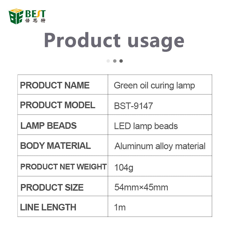 Lampa UV LED 3W alimentare USB pentru fixare vopsea /masca protectie lipire PCB BST-9147