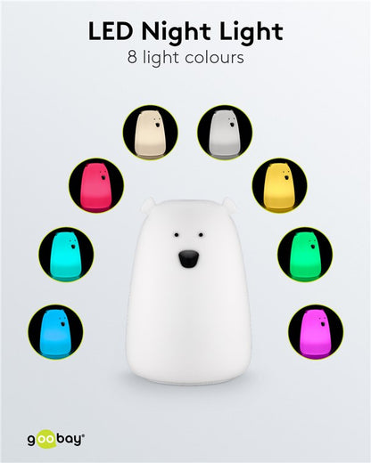 Lumina de noapte cu LED Ursul polar 7 culori 3 moduri lumina cu acumulator Goobay 61647