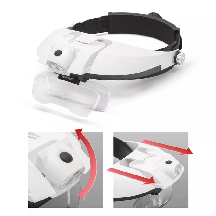 Lupa de cap cu iluminare 2x LED cu lentila dubla 1x 1.5x 2x 2.5x 3.5x HANDY