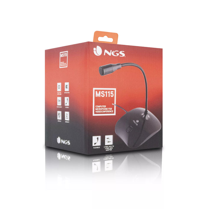 Microfon de birou NGS MS115 3.5 mm 1.5m gat metalic flexibil negru