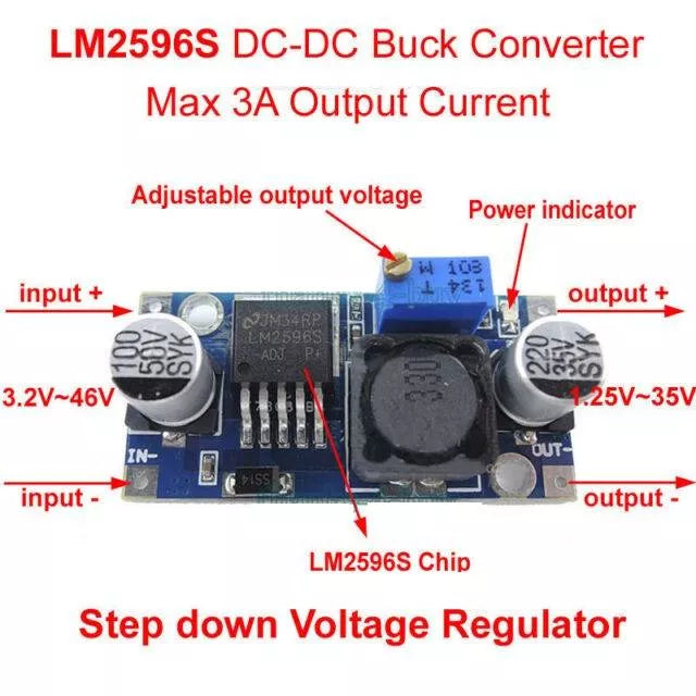 Modul DC-DC STEP DOWN LM2596 intrare 3-35V 3A iesire 1.5-33V LM2596S