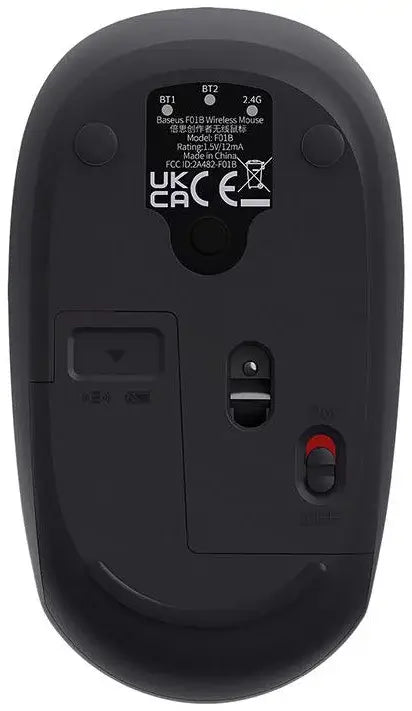 Mouse Baseus B01055503833-00 wireless 2.4GHz si Bluetooth optic 800/1200/1600dpi butoane/scroll 3/1 gri