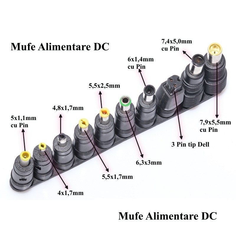 Mufa adaptoare alimentare DC 2.5x5.5 mm mama la 6.3x3 mm tata