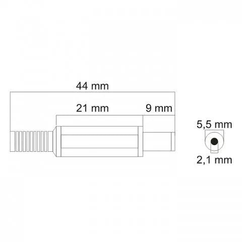 Mufa DC 2.1x5.5mm tata pin 9mm cu protector cablu Goobay