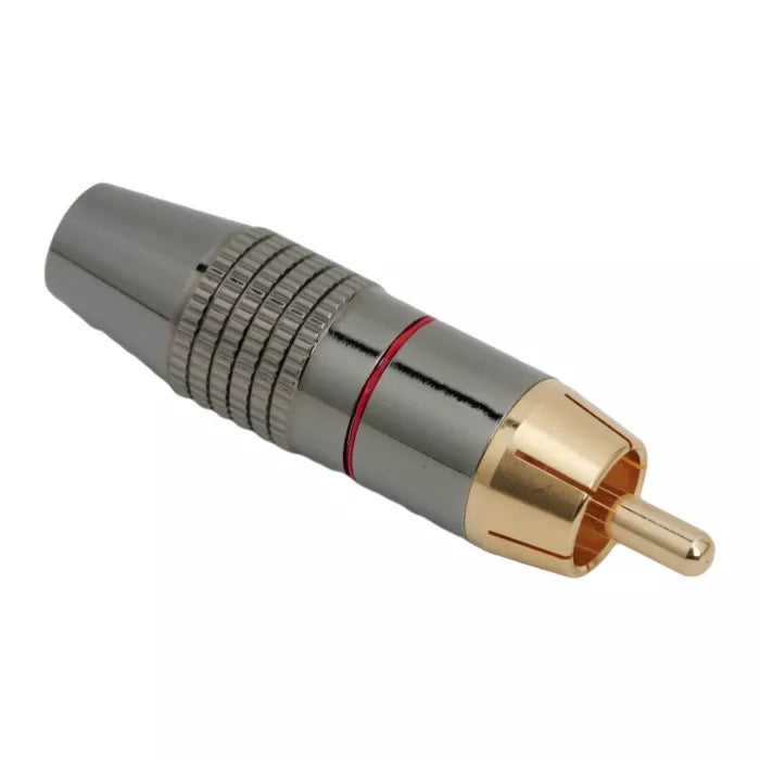 Mufa RCA contact aurit cablu 6mm cu inel rosu