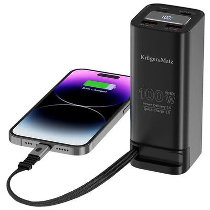 Power Bank 20000mAh 100W QC3.0 PD3.0 USB-C /USB-A Afisaj LCD Kruger&Matz KM0915