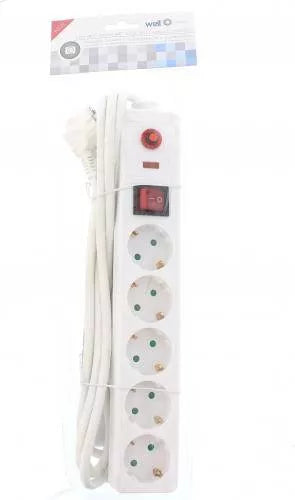 Prelungitor 5 prize 3m cu protectie cablu 3xg1.5mmp 16A 3500W IP20 Well