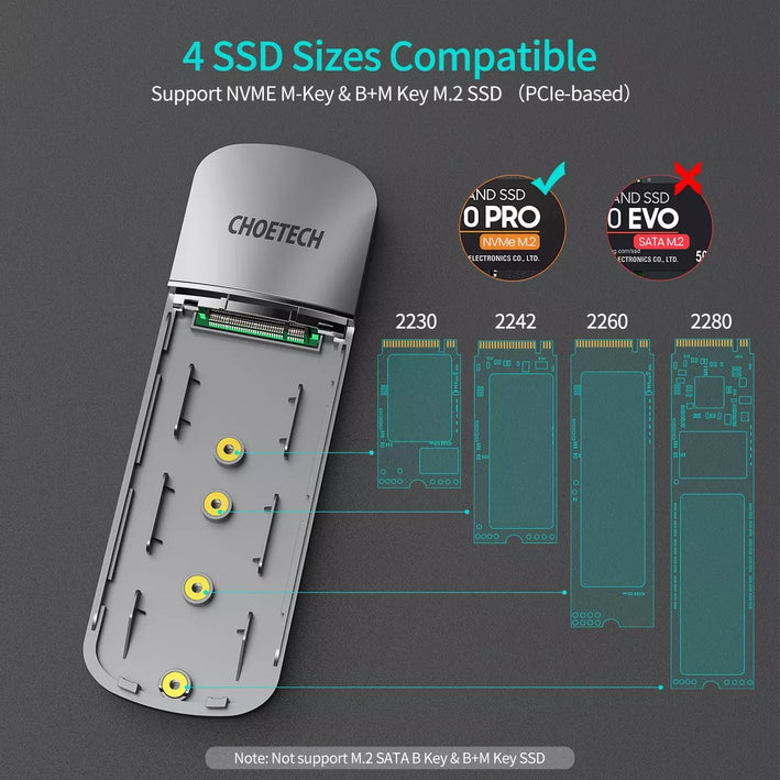 Rack extern NVMe M.2 SSD USB TYPE C GEN 2 cu carcasa Choetech PC-HDE16