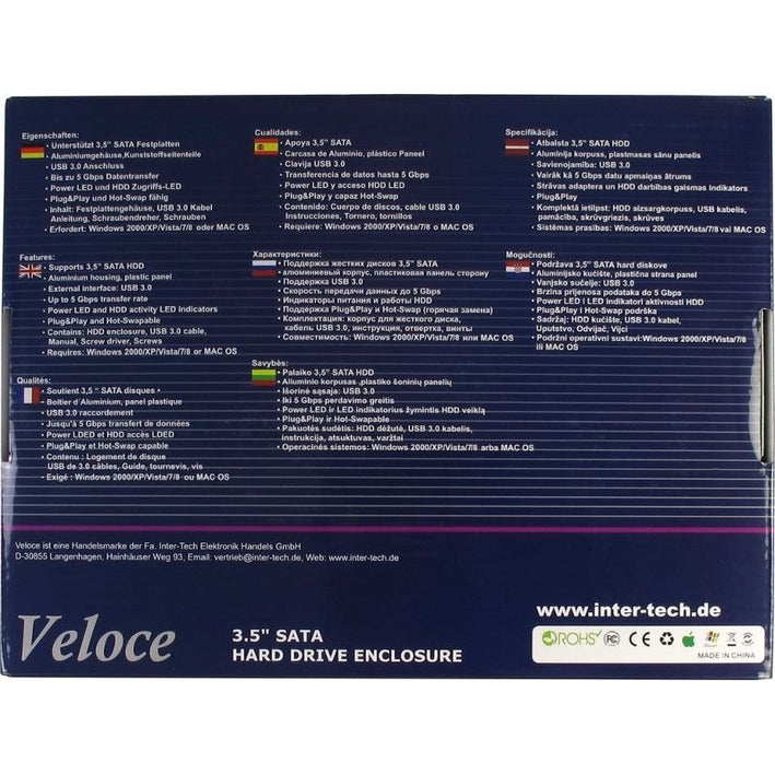 Rack HDD Inter-Tech Veloce GD-35612 3.5 inch USB 3.0 negru