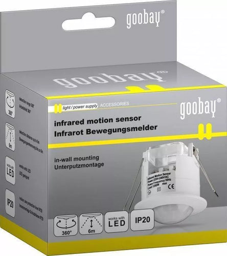 Senzor de miscare alb cu infrarosu pentru interior Goobay