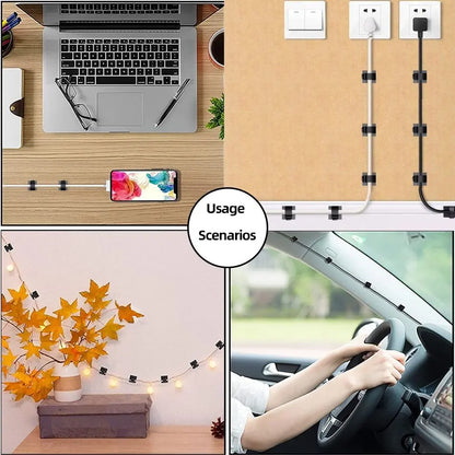 Set 24buc organizatoare de cabluri Well autoadezive transparente ORG-CABLE-S0224TT-WL