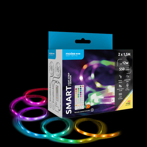 Set 2x1.5m banda LED Smart Modee 12W senzor de miscare cu telecomanda 2700K +RGB 550lm IP20 MSL-LS12W2X1,5MRGB2700KS-R