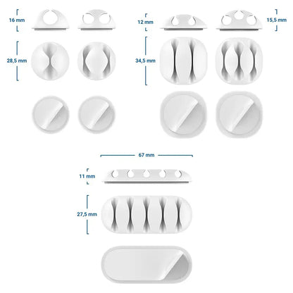 Set 5 cleme organizatoare cabluri cu adeziv albe MK5544 deleyCON