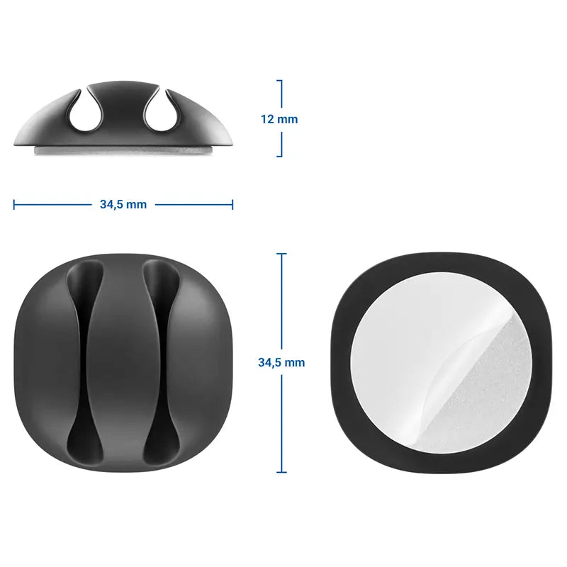 Set 6 organizatoare cabluri cu adeziv negre MK5541 deleyCON