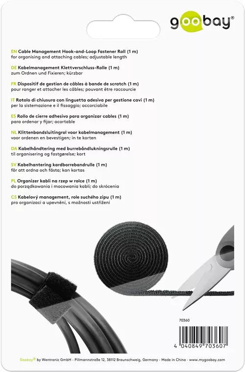 Set de gestionare fixare cabluri 1m negru Goobay