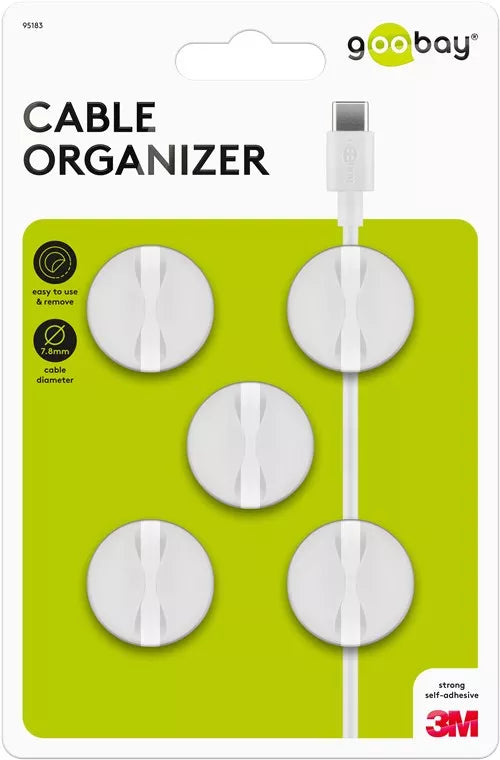 Set organizator cabluri 5 buc alb Goobay