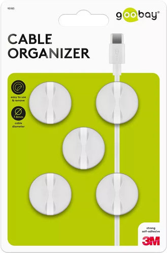 Set organizator cabluri 5 buc alb Goobay