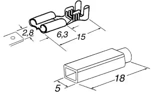 Set papuci electrici izolati mama 2.8x0.5mm 2buc rosu si negru GBC 18.3805.00-2