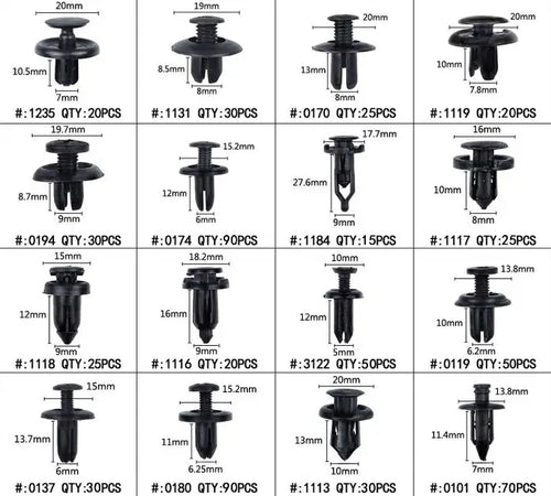 Set pentru auto 16 modele cleme din plastic 620buc + 5 unelte Carguard SCA002