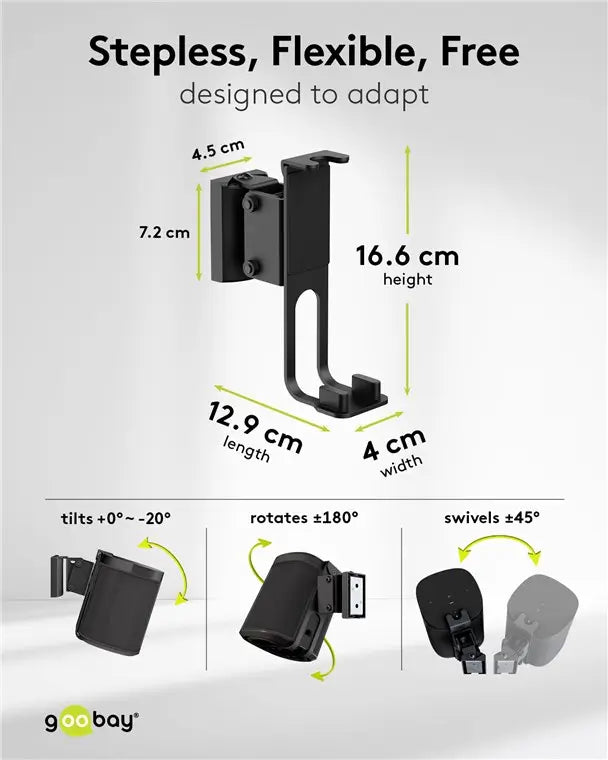 Set suport difuzor de perete Sonos One /Sonos One SL /Sonos Play:1 negru Goobay 70829