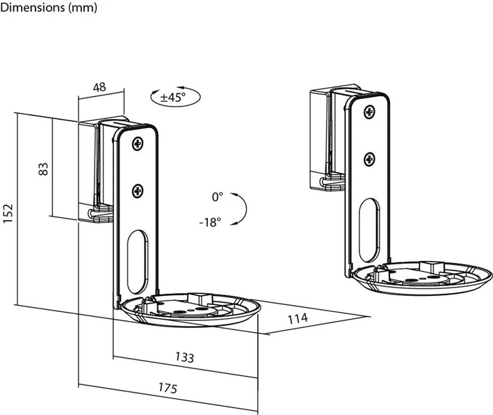 Set suporti de perete pentru difuzor negru Modern Era 1 Flex compatibil Sonos Era 100 71025 Goobay