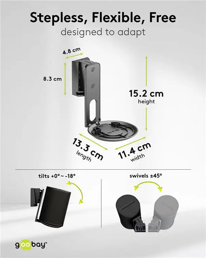 Set suporti de perete pentru difuzor negru Modern Era 1 Flex compatibil Sonos Era 100 71025 Goobay