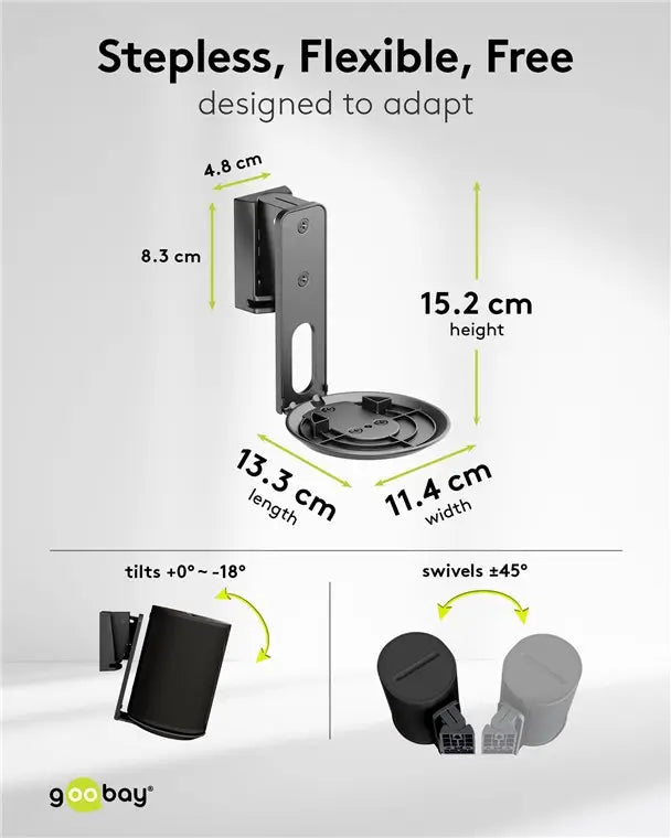 Set suporti de perete pentru difuzor negru Modern Era 1 Flex compatibil Sonos Era 100 71025 Goobay