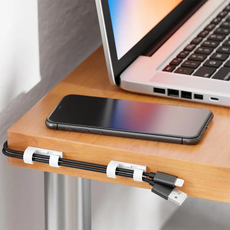 Set suporturi de cablu 20buc alb autoadezive MK5535 deleyCON