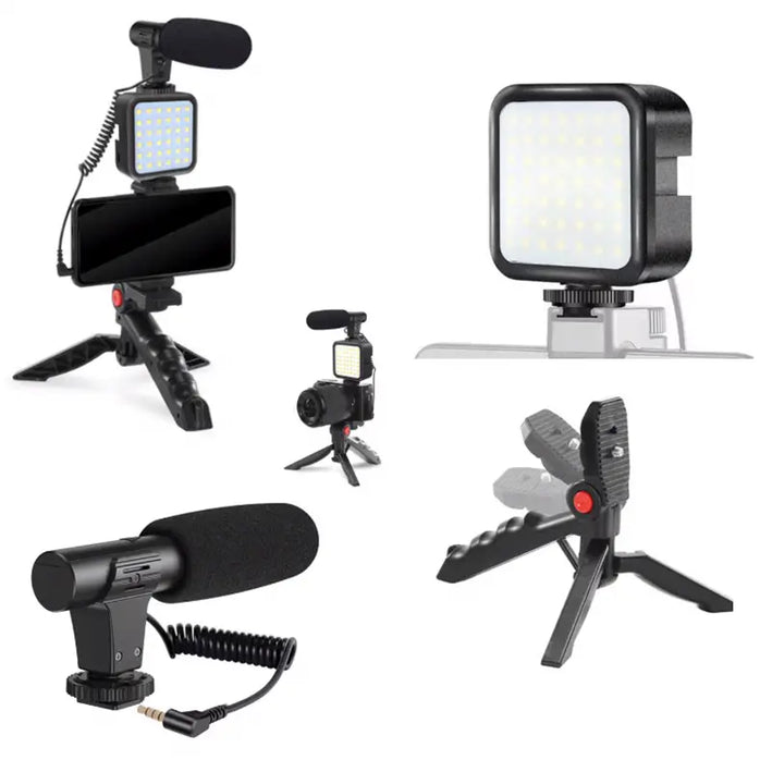 Set Vlogging 4 in 1 PLATINET PMVG4IN1 Microfon /Lumina video LED /Suport smartphone /Trepied