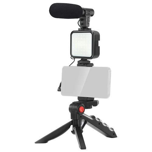 Set Vlogging 4 in 1 PLATINET PMVG4IN1 Microfon /Lumina video LED /Suport smartphone /Trepied