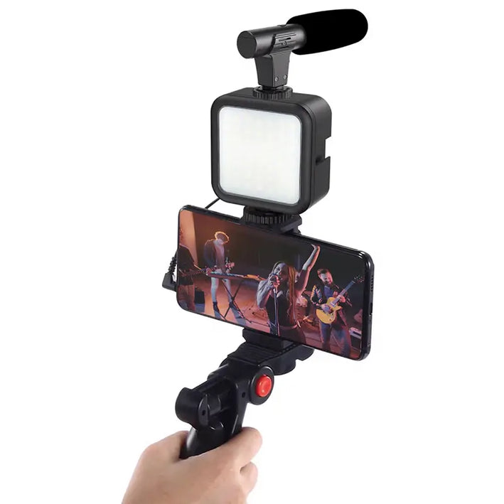 Set Vlogging 4 in 1 PLATINET PMVG4IN1 Microfon /Lumina video LED /Suport smartphone /Trepied