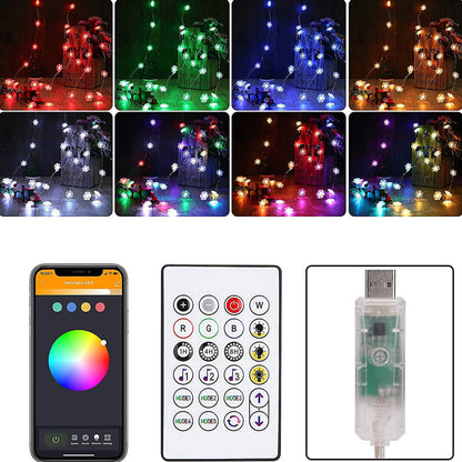 Sir de lumina inteligenta fulg de zapada USB - 20 LED micro RGBIC 16 milioane de culori 2m IP55 WI-FI bluetooth 5.0