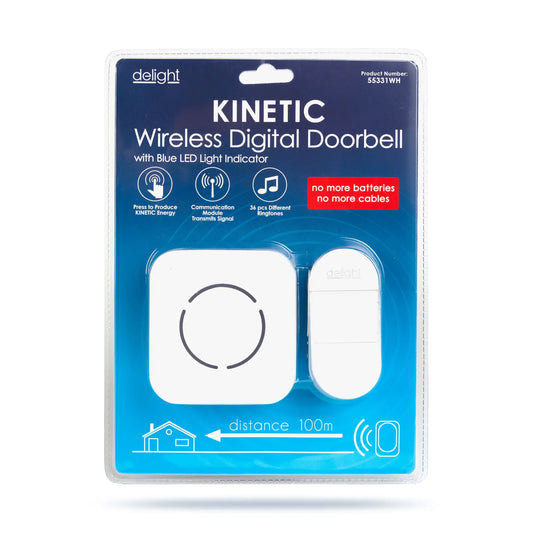 Sonerie wireless Kinetic fara baterii 1 buton +1 receptor alb delight 55331WH