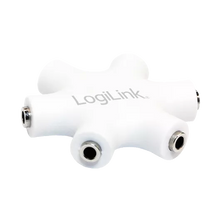 Splitter adaptor Jack 3.5 mm mama x6 stereo +cu cablu 0.2m alb LOGILINK CA1088