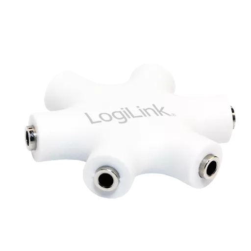 Splitter adaptor Jack 3.5 mm mama x6 stereo +cu cablu 0.2m alb LOGILINK CA1088