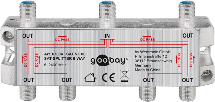 Splitter SAT 6 iesiri pentru dispozitive prin satelit 5-2400MHz Goobay 67004