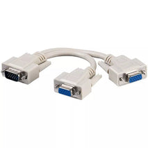 Splitter VGA 15pini tata la 2x VGA mama 15pini crem Goobay