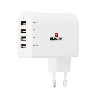 Stecher Skross EU cu 4 porturi USB alb 3x 1A 1x 2.4A